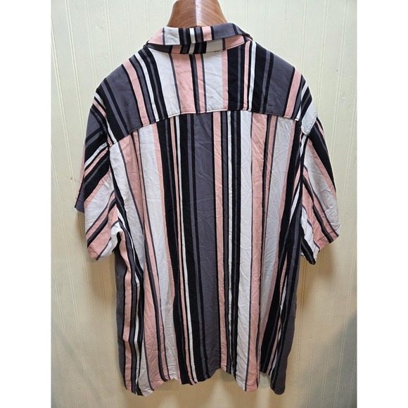 No Boundaries Shirt Mens 3XL Multicolor Stripe Short Sleeve Button Front Rayon - Picture 3 of 7